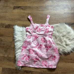 LULU’S Brighter Side Pink Floral Satin Jacquard Mini Dress thumbnail 7