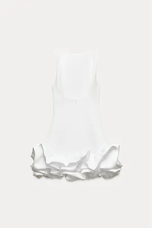 Zara dress mini white fitted bodycon with ruffled skirt party evening wedding thumbnail 12