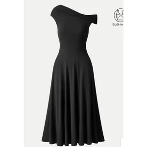 Brand New OGL Women's Size Small Black Cold Shoulder Midi Dress thumbnail 4