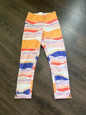 Lululemon Striped Watercolor Print Active Leggings in Orange, Blue, Pink thumbnail 2
