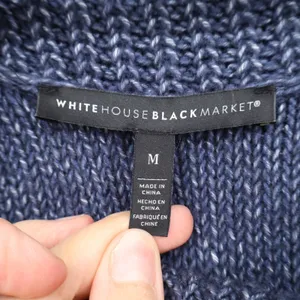 White House Black Market Navy Marled Zip Cowl Neck Knit Sweater Dress Medium thumbnail 3