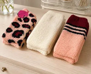 Betsey Johnson Fuzzy Socks 3-Pair Set Leopard Stripe Pink Cream NWT thumbnail 1