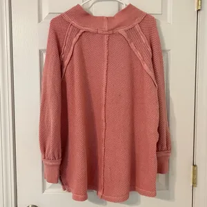 Free People We The Free Oversized Thermal Small Pink Sweater Top She’s a Keeper thumbnail 9