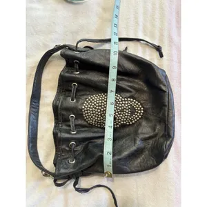 NILA ANTHONY Studded Skull Bucket Bag Purse Tie Faux Leather Pockets Lined Clean thumbnail 8