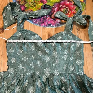 Lulus NWT Gorgeous Excellence Teal Green Floral Burnout Tiered Midi Dress thumbnail 6