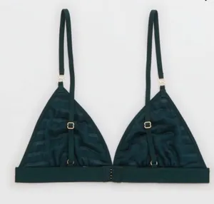 NWT AERIE VELVET STRIPE TRIANGLE BRALETTE Deep Forest Green size Medium thumbnail 12