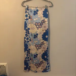 Zara Strapless Floral Dress - Blue and White thumbnail 3