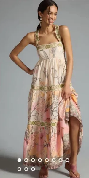 Anthropologie Square Neck Floral Maxi Dress thumbnail 1