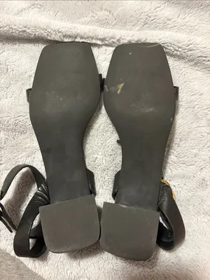 EUC Zara Black Square-Toe Ankle-Strap Heels with Block Heel Size 40 thumbnail 5