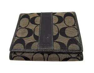 Coach Signature C Snap Black Canvas Leather Wallet thumbnail 1