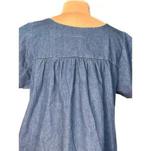Vintage Ladybug Polka Dot Chambray Denim Dress Midi Cottagecore Medium Whimsical thumbnail 7