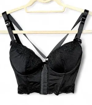 H&M Lace Cropped Corset Bustier Bralette w/Front Closure & Light Boning Sz 34B thumbnail 1