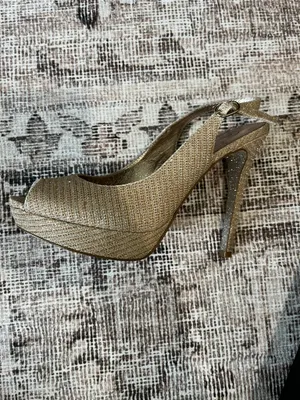 Adrianna Papell Gold Sparkle Slingback Heels thumbnail 2