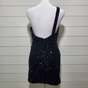 Lavetir Sequin One Shoulder‎ Bodycon Mini Dress Prom Dance Size S thumbnail 2