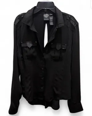 Harley-Davidson Black Cut Out Button Down Blouse Top Medium thumbnail 1