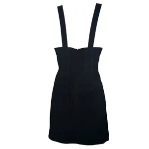 By Anthropologie Squareneck Slim‎ Mini Dress Sleeveless Black Linen Blend Size 4 thumbnail 4