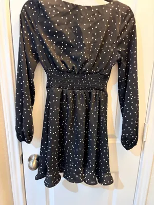 Alter’d State Star Print Mini Dress XS Black Celestial Sweetheart Long Sleeve Coquette thumbnail 5