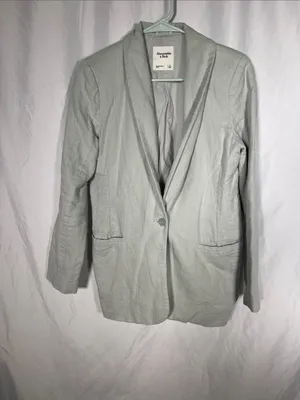 Abercrombie & Fitch Womens Green Linen Blend Blazer Suit Jacket Small thumbnail 2