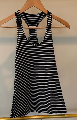 LULULEMON Cool Racerback Parallel Stripe Black White thumbnail 1