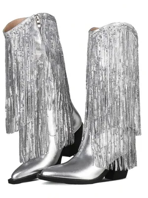 Silver Cowboy Boots Size 12 thumbnail 1
