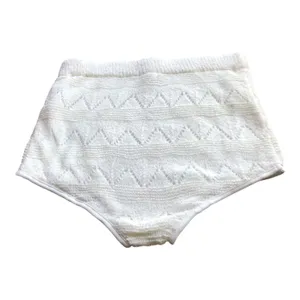 POL White Textured Knit Bloomer Shorts Medium High Waist Boho Cottagecore thumbnail 3