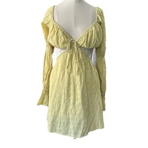Kittenish Jessie James Decker Yellow Cutout Mini Dress XS Long Sleeve Party thumbnail 2
