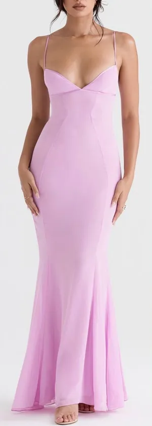 NWOT HOUSE OF CB Loren Pink Corset Maxi Dress sz L thumbnail 1