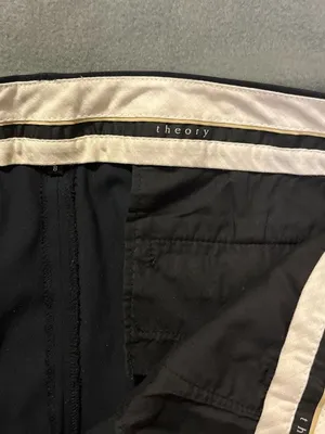 Theory Women's Black Cotton Blend Slim Straight Dress Pants Size 8 thumbnail 4