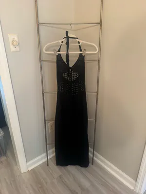 Black Crochet Halter Cover up thumbnail 3