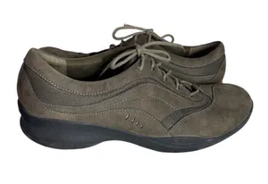 CLARKS In Motion Shoes Walking Comfort Lace Up Olive Nubuck Leather Size 10 N thumbnail 1