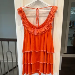 LaROK Orange Ruffle Tiered Mini Dress XS thumbnail 4