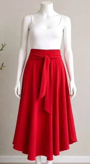 Unbranded High-Low Skirt Womens Medium Red‎ Romantic Flowy Tie Waist Side Slit thumbnail 1