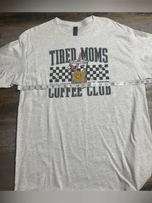 Gildan Light Heather Gray "Tired Moms Coffee Club" Graphic Tee thumbnail 6