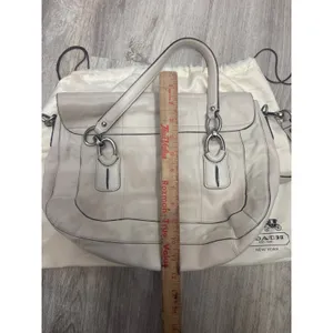 Coach‎ Kristin Off White Leather Flap Shoulder Bag Crossbody Silver Hardware thumbnail 10