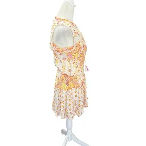 Poupette St Barth Anais Orange Nemesia Floral Mini Dress Resort XS thumbnail 6