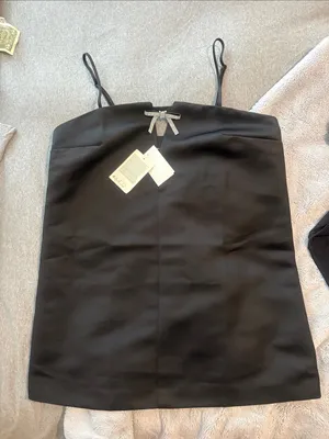 NWT H&M Divided Black Mini Dress with Rhinestone Bow Accent Size L thumbnail 1