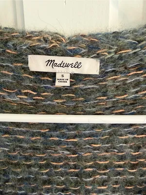 Madewell Alpaca Merino Wool Fuzzy V-Neck Chunky Knit Sweater‎ Size S thumbnail 2