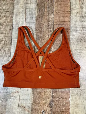 Yogasmoga Size 6 Medium Rust Orange Criss Cross Sports Bra Strappy Boho Yoga thumbnail 2