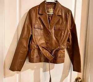 Rustic Brown Faux Leather Jacket Size L thumbnail 1