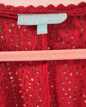 Melissa Odabash Tessa red cotton eyelet midi beach dress, size Small thumbnail 5