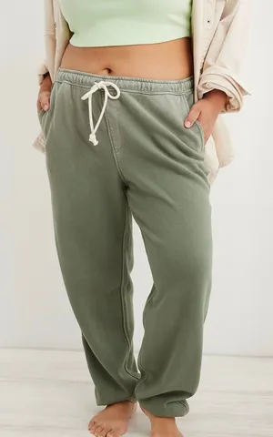 Aerie Boyfriend Joggers in Olive Fun Green thumbnail 1