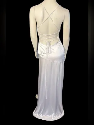 Monvelli Satin Maxi Slip Dress White Size 4 NWT thumbnail 5