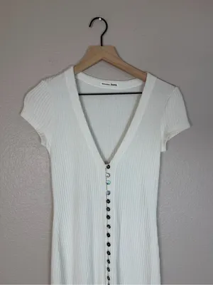 Reformation Ryder Ribbed Mini Dress size Small White $118 thumbnail 8