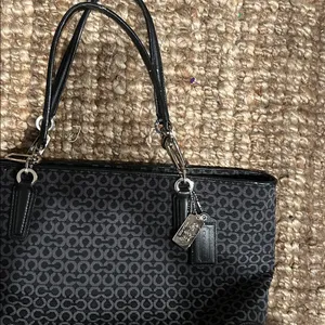 Coach Madison Op Art Needlepoint East West Tote- Black thumbnail 8