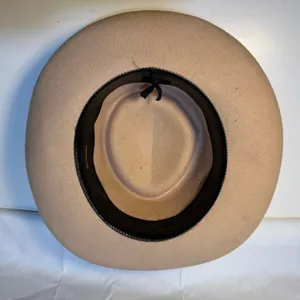 Derringer Unisex Vintage Felt Hat No Size Wool Blend Beige Brown Belt Halloween thumbnail 5