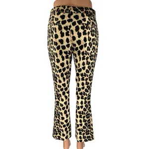 Zara Beige Black Leopard Animal Print High Rise Flare Bootcut Trousers Pants XS thumbnail 3