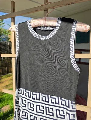 Dress with Black Greek Key Trim Small thumbnail 3