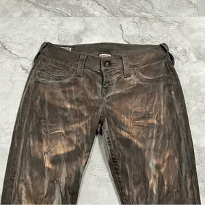 True Religion‎ Casey Straight Marble Brown Acid Wash Jeans Size 26 thumbnail 4