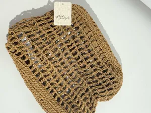 NWT Free People Sand Round Clutch in Tan Crochet Woven Clutch thumbnail 2