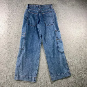 Wild Fable High Rise Cargo Jeans 6 28X30 Blue Streetwear Wide Leg Utility thumbnail 2